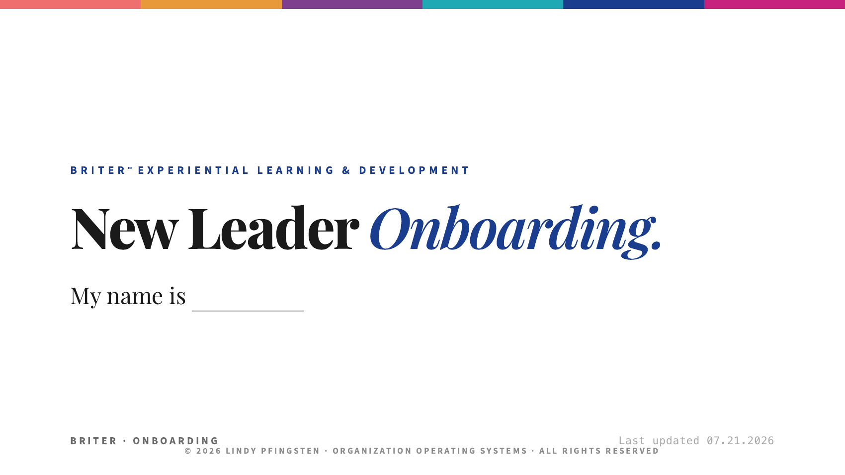 Preview of the BRITER New Leader Onboarding deck